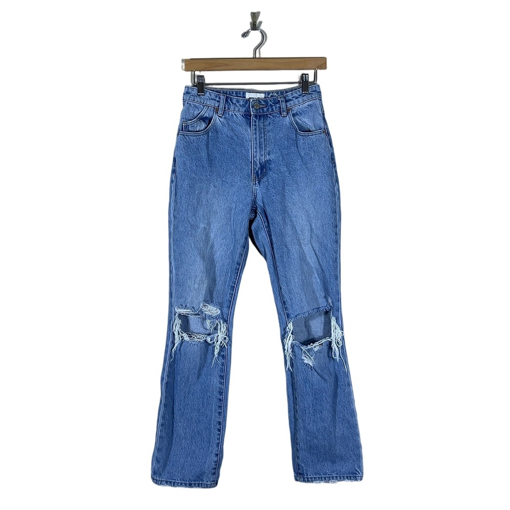 Rolla's Original High Rise Straight Distressed Jeans Blue Organic Cotton Size 26
